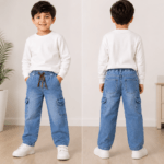 Kids Light Blue Denim Cargo Jeans