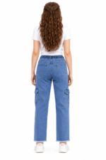 Top Jeans High-Waist Wide-Leg Denim Cargo Pants for Women in Pakistan - Image 3