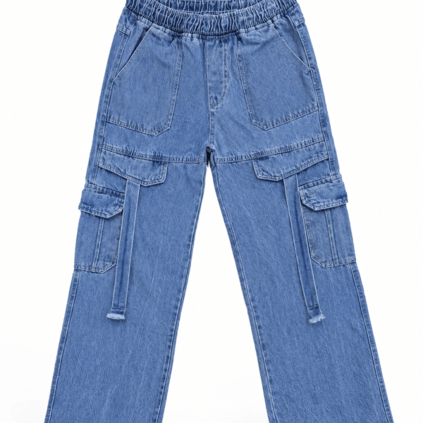Top Jeans High-Waist Wide-Leg Denim Cargo Pants for Women in Pakistan