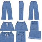 Top Jeans High-Waist Wide-Leg Denim Cargo Pants for Women in Pakistan - Image 6