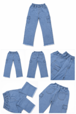 Top Jeans Women’s High-Waist Wide-Leg Denim Cargo Pants - Image 5