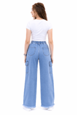 Top Jeans Women’s High-Waist Wide-Leg Denim Cargo Pants - Image 3