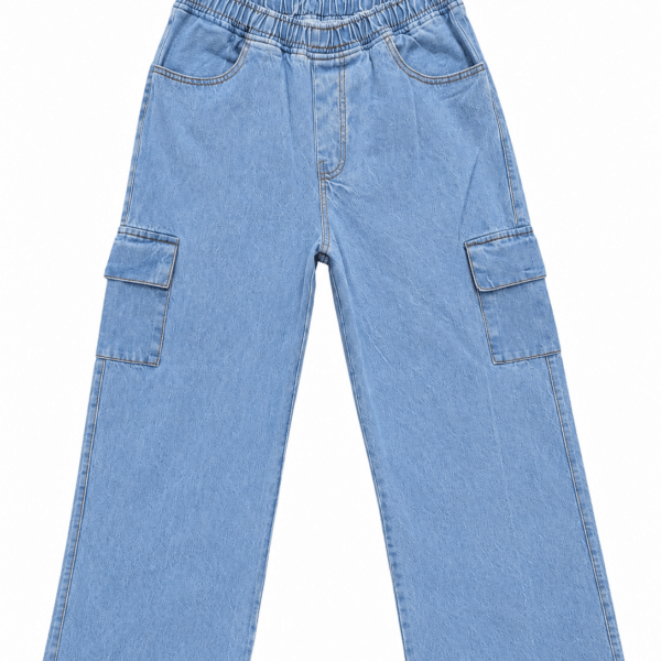 Top Jeans Women’s High-Waist Wide-Leg Denim Cargo Pants