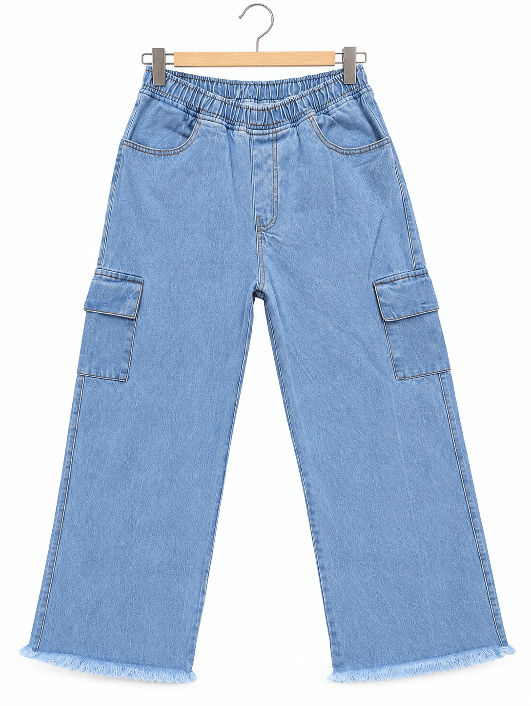 Top Jeans Women’s High-Waist Wide-Leg Denim Cargo Pants Top Jeans Women’s High-Waist Wide-Leg Denim Cargo Pants - Image 1