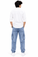 Topjeans Men’s Light Blue Denim Cargo Jogger Jeans – Casual Utility Pants - Image 2