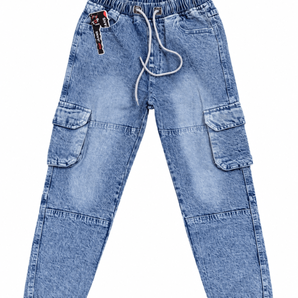 Topjeans men’s light blue denim cargo jogger jeans