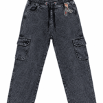 Men’s black cargo jeans with drawstring waist by TopJeans