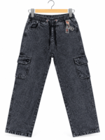 Men’s black cargo jeans with drawstring waist by TopJeans