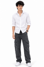 Men’s Black Cargo Jeans with Drawstring | TopJeans Pakistan - Image 2