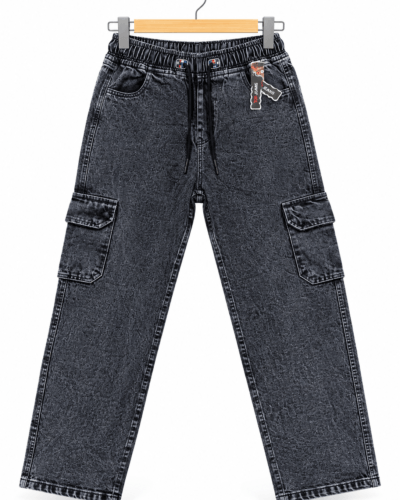 Men’s black cargo jeans with drawstring waist by TopJeans