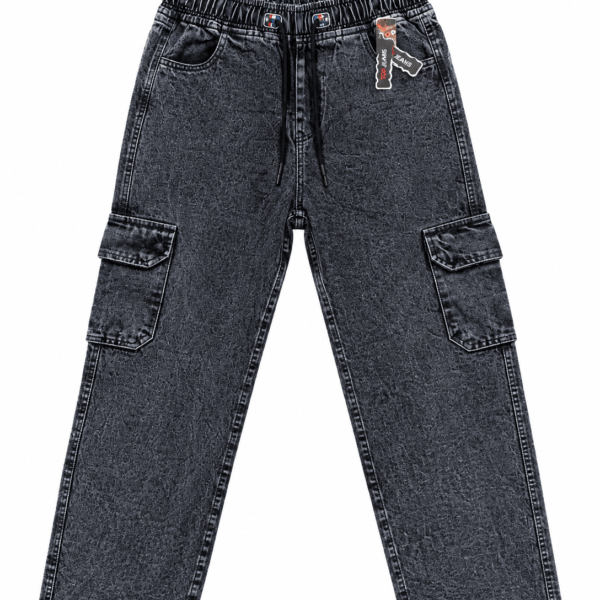 Men’s black cargo jeans with drawstring waist by TopJeans