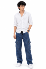 Men’s Blue Cargo Jeans with Drawstring | TopJeans Pakistan - Image 2