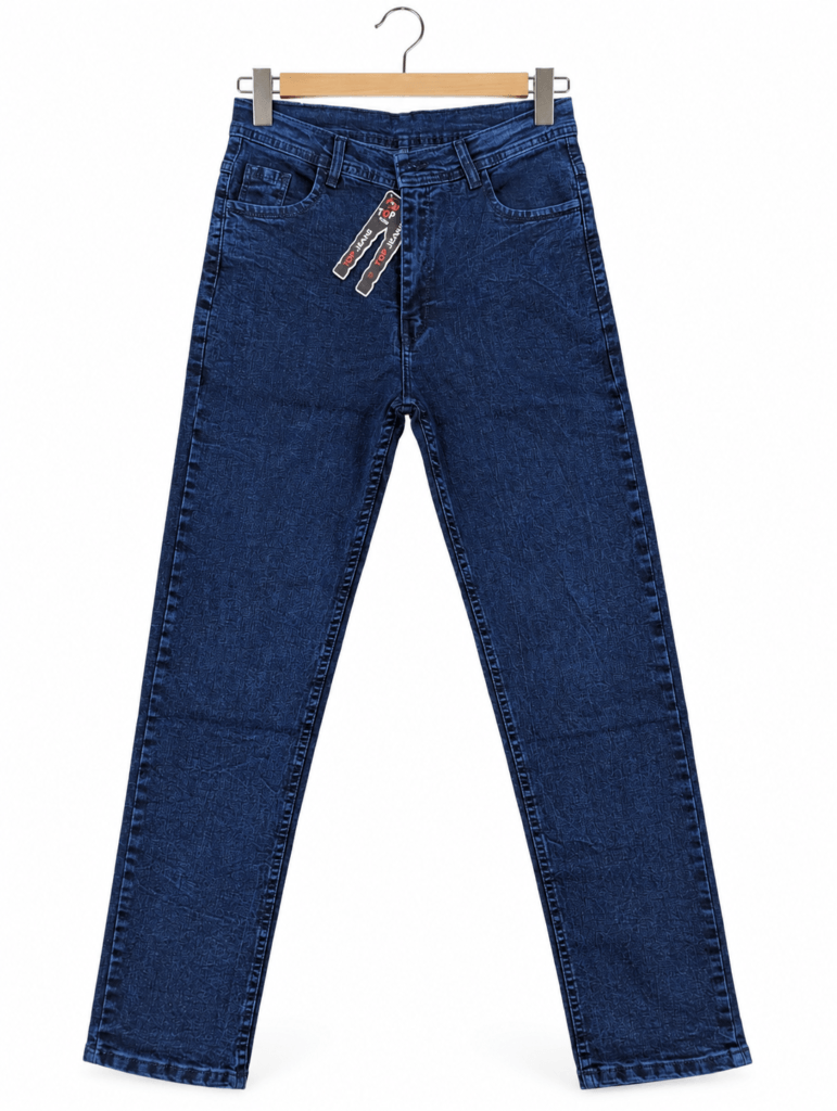 Men’s dark blue textured regular fit jeans by TopJeans