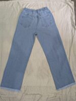 Girls Graphic Print Wide Leg Denim Jeans – Light Blue Casual Fashion Pants - Image 2
