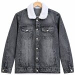 Men's Grey Sherpa Collar Denim Jacket – Winter Collection