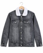 Men's Grey Sherpa Collar Denim Jacket – Winter Collection