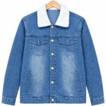 Blue Sherpa Collar Denim Jacket