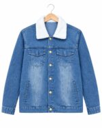 Blue Sherpa Collar Denim Jacket