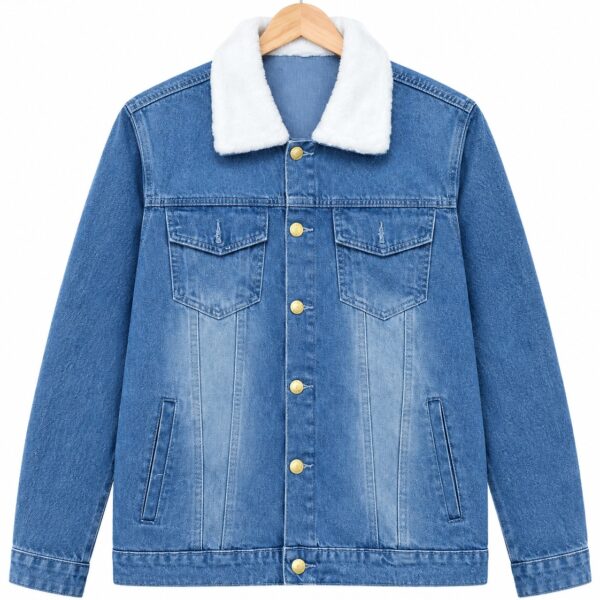 Blue Sherpa Collar Denim Jacket