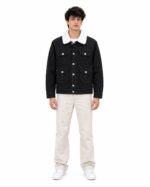 Black Sherpa Collar Denim Jacket - Image 3