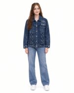 Dark Blue Embellished Denim Jacket - Image 3