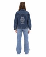 Dark Blue Embellished Denim Jacket - Image 2